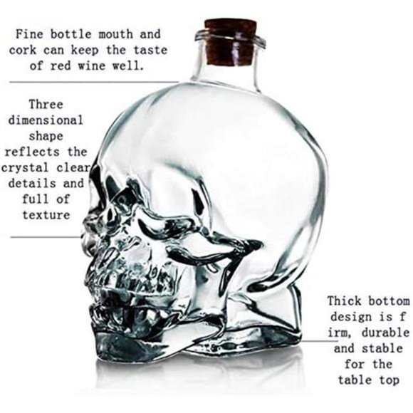 Skull Glass Party Cocktails Beer Wine Bottle Drinkware Bar Tools (120ml) - Picture 4 of 6